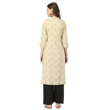 Beige printed rayon kurtas-and-kurtis 2