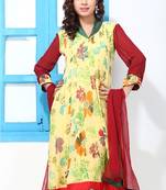 Cream and maroon floral print pleated collar suit