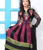 Black and Pink faux georgette printed suit