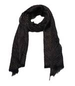 Crinkled Cotton Mesh Sparkling Women's Stole  Black