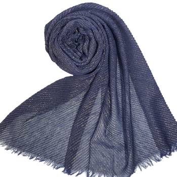 Crinkled Cotton Mesh Sparkling Women's Stole  Blue 1