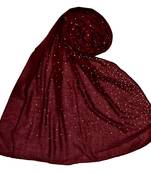 Designer Due Drop Diamond Studed Cotton Hijab Maroon