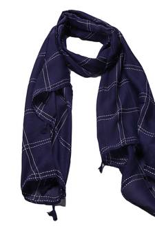 Most Sold Designer Printed Grid Stole  Blue