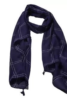 Most Sold Designer Printed Grid Stole  Blue