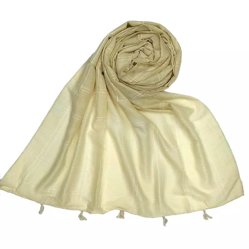 Most Sold Plain Grid Stole  White