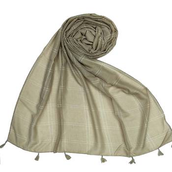 Most Sold Plain Grid Stole  Brown 1