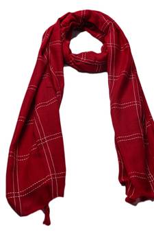 Most Sold Plain Grid Stole  Maron