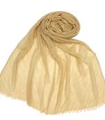 Stole for Women Choice  Mesh Pleated Crinkled Stole  Golden