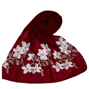 Most Sold  Premium Designer Flower Ari Diamond Cotton Stole Maroon 1
