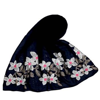 Most Sold  Premium Designer Flower Ari Diamond Cotton Stole Blue 1