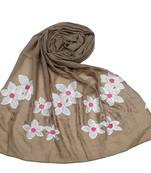 Most Sold  Premium Designer Flower Ari Diamond Cotton Stole Brown
