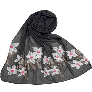 Most Sold  Premium Designer Flower Ari Diamond Cotton Stole Grey 1