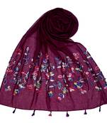 Stole for Women Choice  Premium Diamond Ari 100 % Cotton Women's Stole  Purple