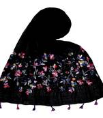 Stole for Women Choice  Premium Diamond Ari 100 % Cotton Women's Stole  Black