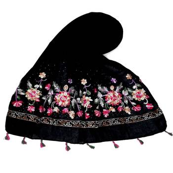 Stole for Women Choice  Premium Diamond Ari 100 % Cotton Women's Stole  Black 1
