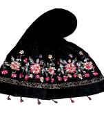 Stole for Women Choice  Premium Diamond Ari 100 % Cotton Women's Stole  Black