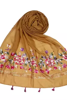 Stole for Women Choice  Premium Diamond Ari 100 % Cotton Women's Stole  Yellow
