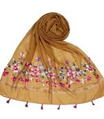 Stole for Women Choice  Premium Diamond Ari 100 % Cotton Women's Stole  Yellow