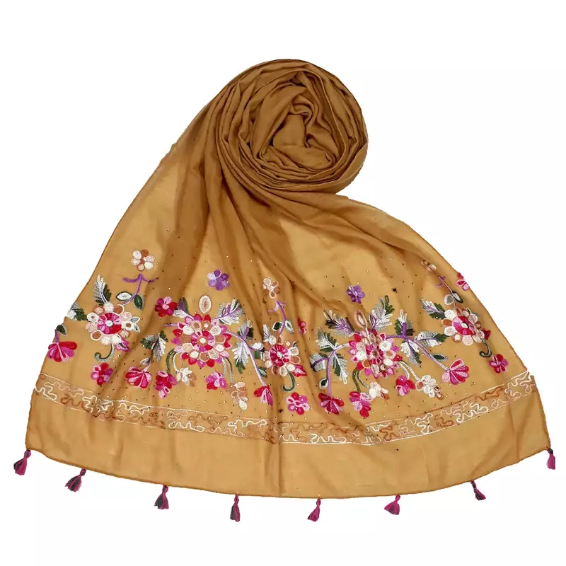 Stole for Women Choice  Premium Diamond Ari 100 % Cotton Women's Stole  Yellow