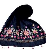 Stole for Women Choice  Premium Diamond Ari 100 % Cotton Women's Stole  Blue