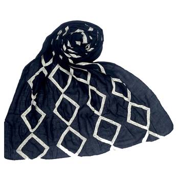 Premium Cotton  Designer Zic Zac Grid Hijab  Blue 1
