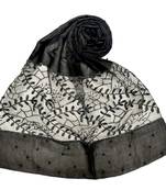 Diamond and Pearl Studed Cotton Hijab  Designer Leave's Design Hijab  Black