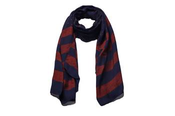 Premium Rich Cotton   Double Sided Striped Liner Hijab With Exclusive Fringe's  Blue 1