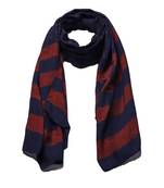 Premium Rich Cotton   Double Sided Striped Liner Hijab With Exclusive Fringe's  Blue