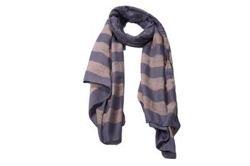 Premium Rich Cotton   Double Sided Striped Liner Hijab With Exclusive Fringe's  Grey 1