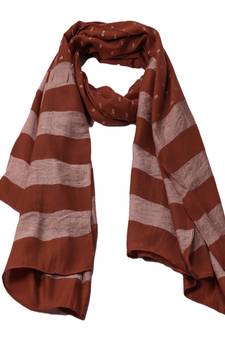 Premium Rich Cotton   Double Sided Striped Liner Hijab With Exclusive Fringe's  Brown