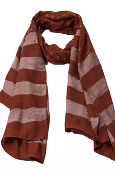 Premium Rich Cotton   Double Sided Striped Liner Hijab With Exclusive Fringe's  Brown