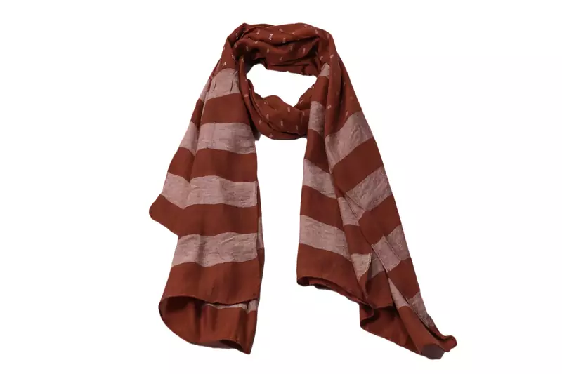 Premium Rich Cotton   Double Sided Striped Liner Hijab With Exclusive Fringe's  Brown