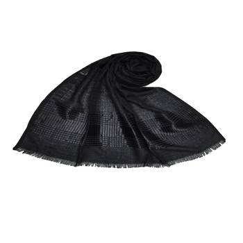 Exclusive Black Collection  Premium Cotton   Self Embroidered Design  Stripes and Checkered All Over The Hijab  Black 1