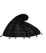 Designer Elegant Big Box Checkered Hijab With A Touch Of Cotton   With Exclusive Multiple Fringe's  Black