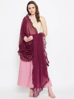 Sequinned Ruffled Dupatta 1