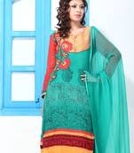 Tiffany Blue And Orange Patchwork Suit