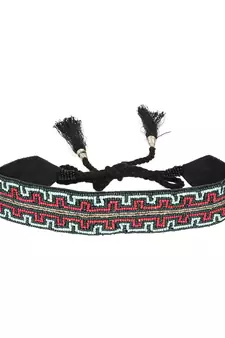 Anekaant Women's Canvas Embellished Black/Multi Belt