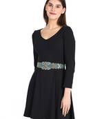 Anekaant Women's Leatherette Embellished Stretchable Green/Brown/Blue Belt