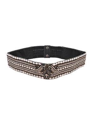 Anekaant Women's Synthetic Embellished Stretchable Rose Gold/Multi Belt 3