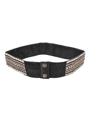 Anekaant Women's Synthetic Embellished Stretchable Rose Gold/Multi Belt 4