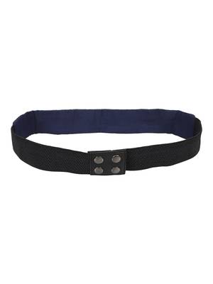Women's Cotton & Leatherette Embellished w/ Beads Stretchable Black/Silver Belt 4