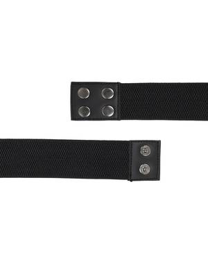 Women's Cotton & Leatherette Embellished w/ Beads Stretchable Black/Silver Belt 5
