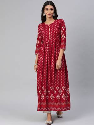 Maroon woven rayon ethnic-kurtis 1