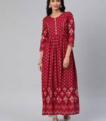 Maroon woven rayon ethnic-kurtis