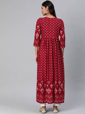 Maroon woven rayon ethnic-kurtis 2
