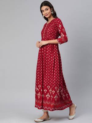Maroon woven rayon ethnic-kurtis 3