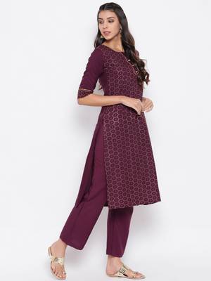 Wine printed crepe salwar 2