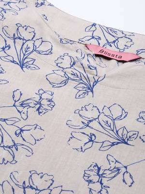 Beige printed cotton cotton-kurtis 5