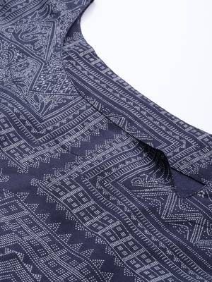 Navy-blue printed cotton cotton-kurtis 5