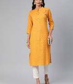 Mustard woven cotton cotton-kurtis